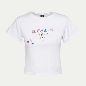 Realisation Par Cropped Real Love Baby White Tee T-Shirt XS (Free Tote B…